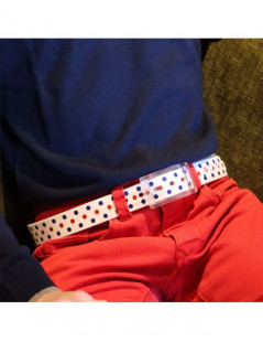 ceinture imprimée  motifs pois bleu blanc rouge