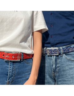 ceinture imprimée - Motif Morse bleu et rose. Unisexe