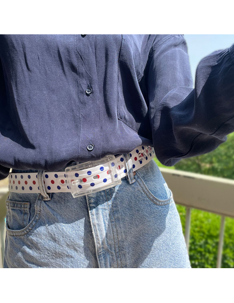 ceinture imprimée  motifs pois bleu blanc rouge