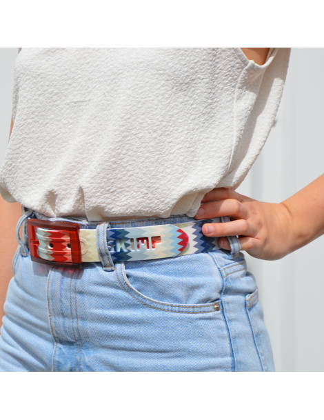 ceinture imprimée - Motif zig zag multi-color