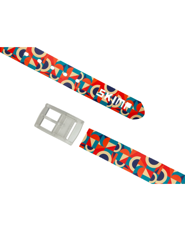 Ceinture imprimée motif Seventies orange