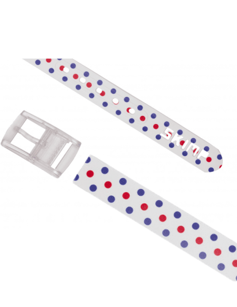 ceinture imprimée  motifs pois bleu blanc rouge